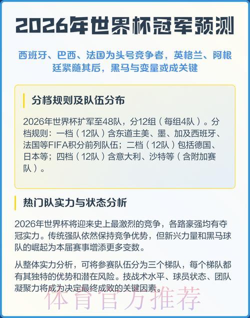2026年世界杯预测分析官方最新入口